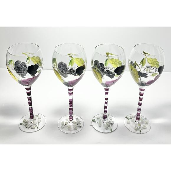 Home Essentials “Grape” 5-Piece Handpainted Glass Decanter & Wine Glass Set - Picture 12 of 16